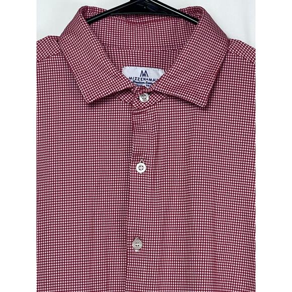 Mizzen + Main Women's Size XL Red/White Mini Check Long Sleeve Button Up Shirt - Picture 6 of 10